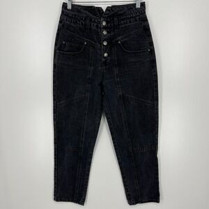 Forever 21 Jeans Women's Size 27 Black High Rise Button Fly Cotton Mom